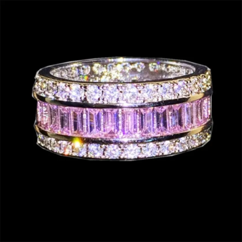 

Luxury 925 Sterling Silver Pink Diamond Engagement Wedding Rings for Women Men Eternal Natural gemstone Jewelry gift