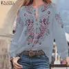 ZANZEA 2022 Fashion Printed Tops Women's Autumn Blouse Bohemian V Neck Long Sleeve Shirts Female Casual Loose Blusas Plus Size ► Photo 2/6