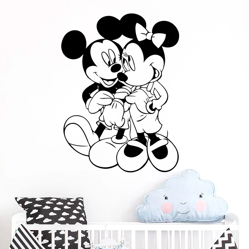 Cartoon Disney Mickey Minnie Mouse Wall Stickers DIY Design For Home Decoration Vinyl Art Removable Poster Mural Ornament Decals