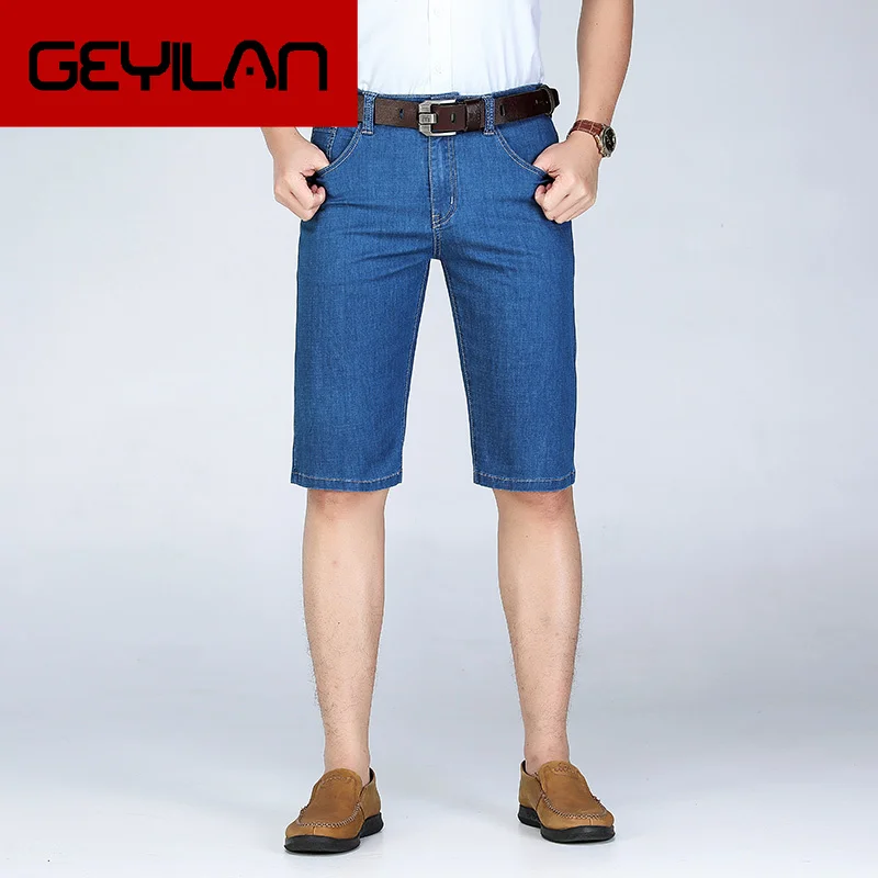 

Men's Cotton Denim Shorts Blue Short Jeans New Summer Thin Casual Short Jeans Men Straight Short Jeans male big size 28-42 44 46