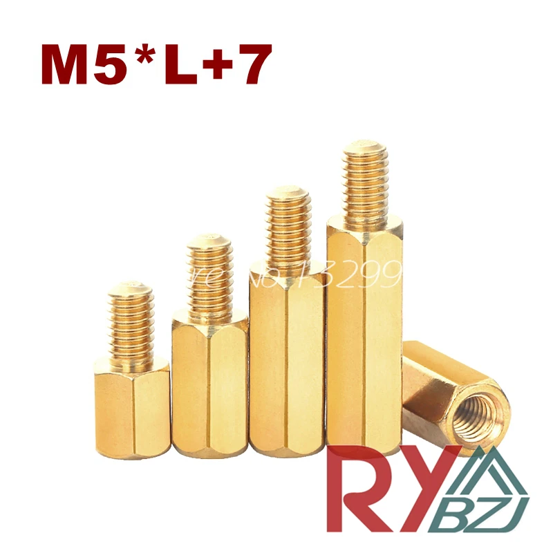 M5 * L + 7 латунь противостояние прокладки Женский Мужской латунные резьбовые
