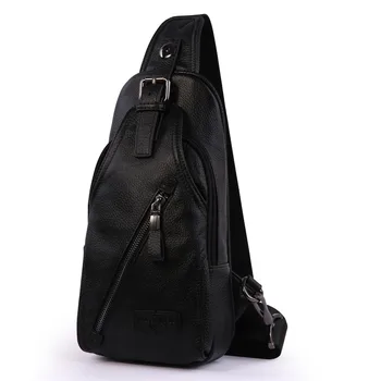 

2019 New Arrival Men's Genuine Leather Chest pack Cowhide Casual Backpack Small Travel Bag For Mobile Money Soft Leather Fashion