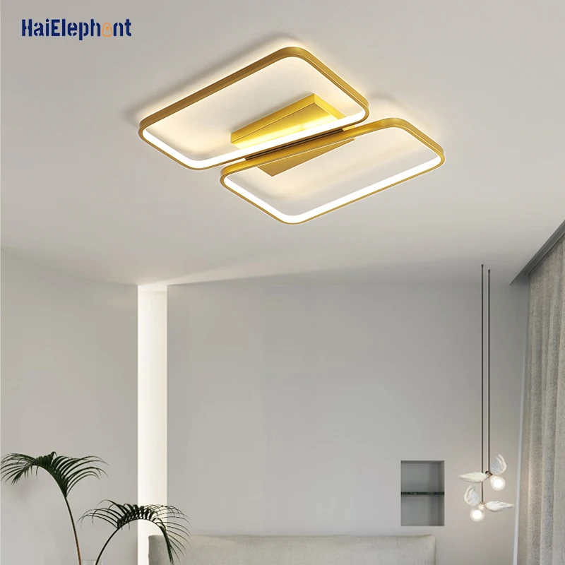 

Golden Luxuxy Square Lamps Modern LED Chandelier Lights For Bedroom Dining Living Room Deco Lighting Fixtures Dimmable Lustres