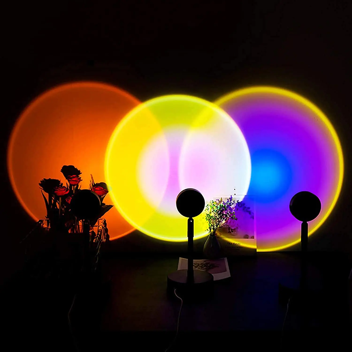 portable night light RGB 16 Colors Sunset Lamp Led Projector Night Light APP Remote Living Room Background Lighting for Room Decoration Photography night lamp for bedroom wall