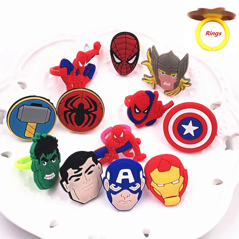 1PCS Cool Cartoon Marvel Hero Icon Avengers Finger Ring For Kids Party Gifts Spider Man Thor PVC Accessories Jewelry | Украшения и
