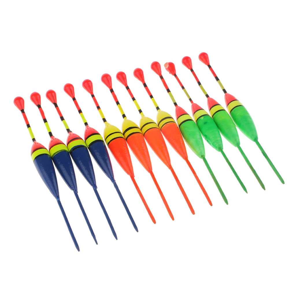12x Wood Fishing Floats Bobbers Fishing Bait Indicator Saltwater Freshwater
