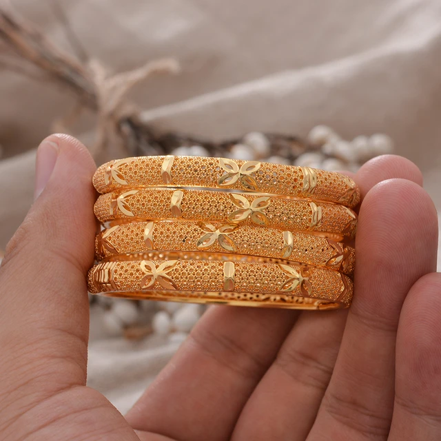 4pcs Baby Dubai Bracelet Gold Color small Bangles For Baby Chind Arab  Bracelets Middle Eastern African