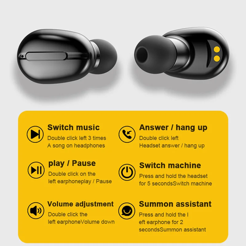 Bluetooth V5 0 Earphone Wireless Earphones Stereo Sport Wireless Headphones Earbuds Headsets 300mAh Power For Android iPhone