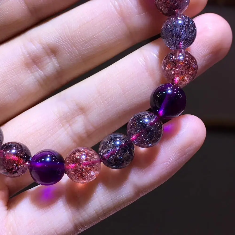 Сертификат 9 мм натуральный Lepidocrocite кварцевый браслет для женщин леди мужчина кристалл супер семь 7 мелодий круглые бусины ювелирные изделия AAAAAA