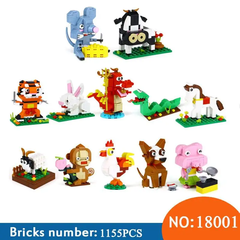 

The Chinese Zodiac Set Diy Technology Creative Assembly Model Building Block Toy For Children Gifts Xingbao 18001 New 1155pcs
