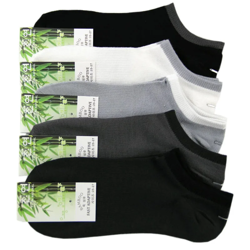 5 Pairs Mans Bamboo Short Socks Spring Autumn Soft Comfortable Business Casual Invisible Boat Sock Black White Ankle Socks Man 5 pairs box sock for men women invisible socks solid color breathable absorb sweat short sock black white gray ankle socks