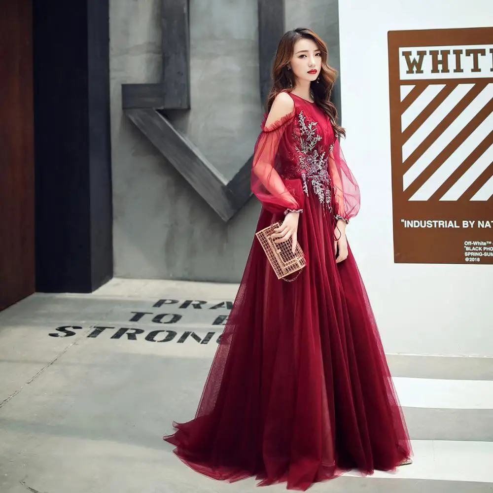 

YUZOOMAN 2019 New Prom Dresses off the shoulder Prom Dresses Beads Appliques Beautiful Princess dress A line robe de soiree