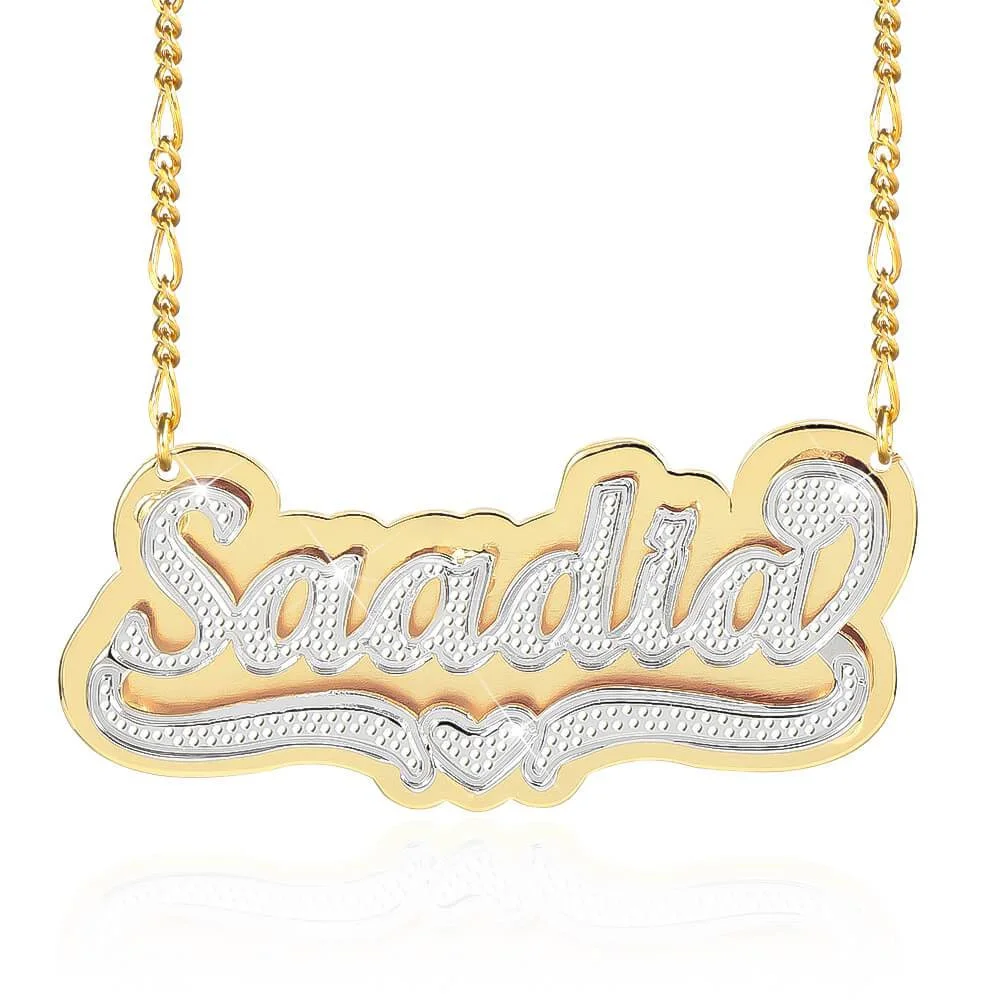 Custom Nameplate Necklace Double Layer Name Two Tone Heart Necklace Personalized Women Necklace Gift Dropshipping