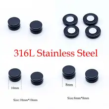Stainless Steel Black Color Magnet Fake Earring non piercing Men's Punk Earrings Fashion Male Piercing Jewelry