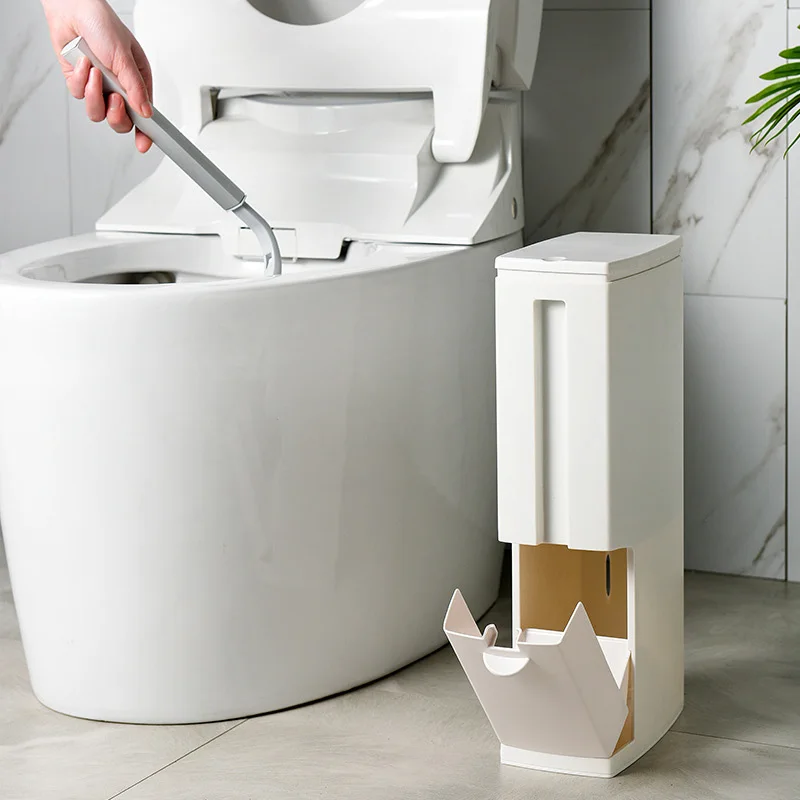 Buy Narrow Trash Can Toilet Brush Set Bathroom Plastic Waste Bin Dustbin  Kitchen Garbage Bucket Trash Bin Household Cleaning Tools in the online  store Meltsethome Store at a price of 24.04 usd