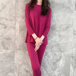 Fdfklak Spring Autumn Winter Home Suit New Korean Loose Pajamas Women Ins Modal Pyjamas Female Sleep Clothes Pijama Mujer