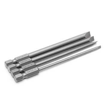 

4Pcs 100mm Slotted Screwdriver Bit 3mm-6mm S2 Magnetic Flat Head 1/4" Hex Shank