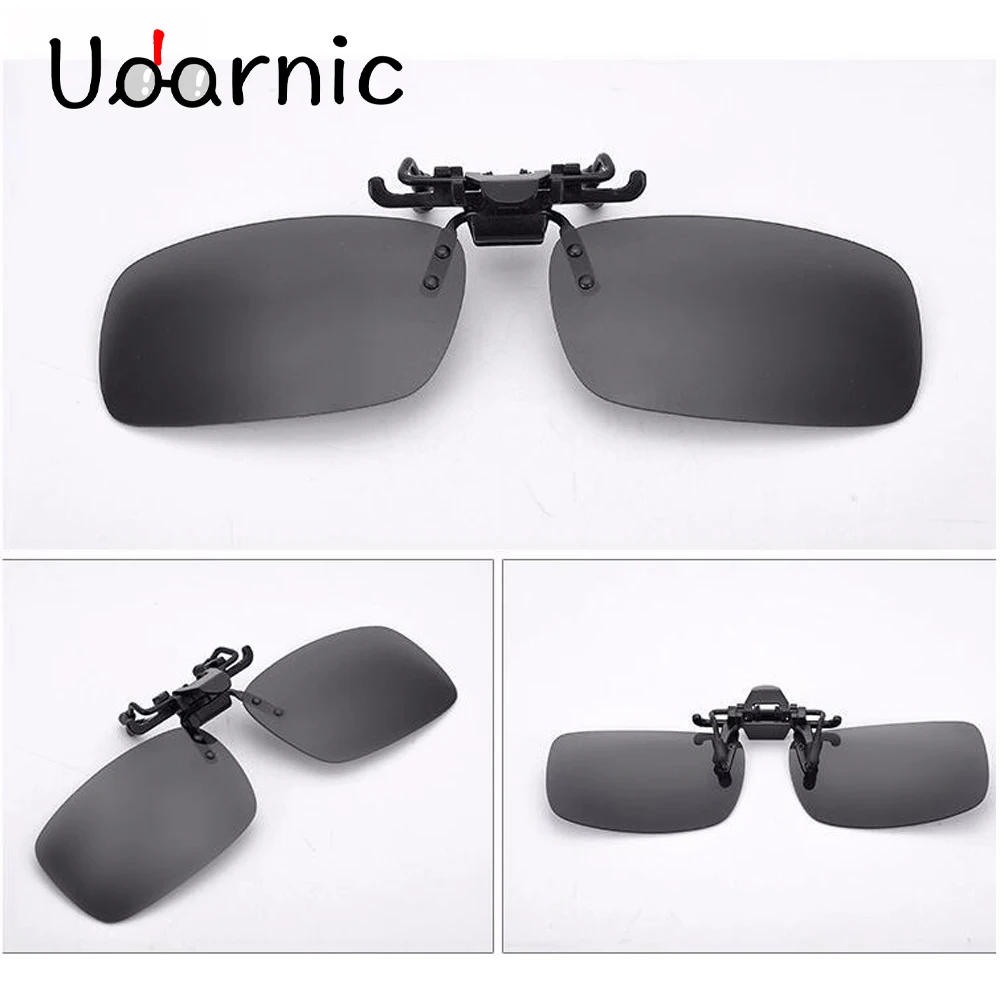 Высококачественные поляризованные солнцезащитные очки es Clip on Dark Vision Lens glass es Flip для ночного вождения стекло черное легкое анти-UVA объектив 030-001