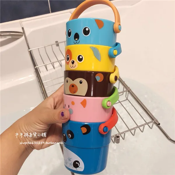 Игрушка для ванны в виде ковша, мультяшная игрушка для младенцев, детская игрушка для душа, цветная игрушка Дженга, унисекс-игрушка
