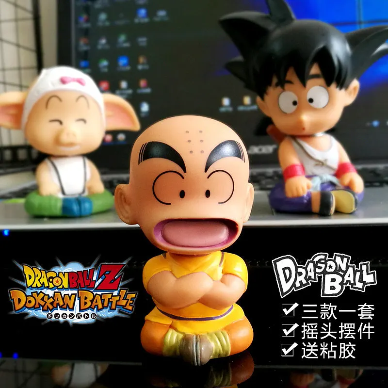 3 шт. Dragon Ball SON GOKU Oolong Kuririn автомобильный орнамент встряхивание кивающая кукла милая игрушка с помпоном японское мультяшное украшение интерьера