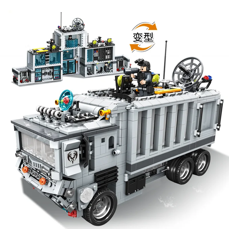 

Children Plastic Assembly Toy Boy Educational Early Childhood Inserted Building Blocks Military Decent China Mobile Command Post