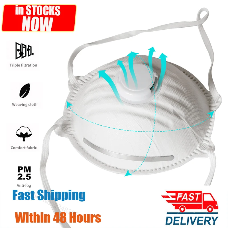 

[in stocks] 10PCS FFP2 Air Valve Mask FFP2 KN95 N95 KF94 Breathing Valve Mouth Face Mask Anti PM2.5 Safety Breathable mask Face