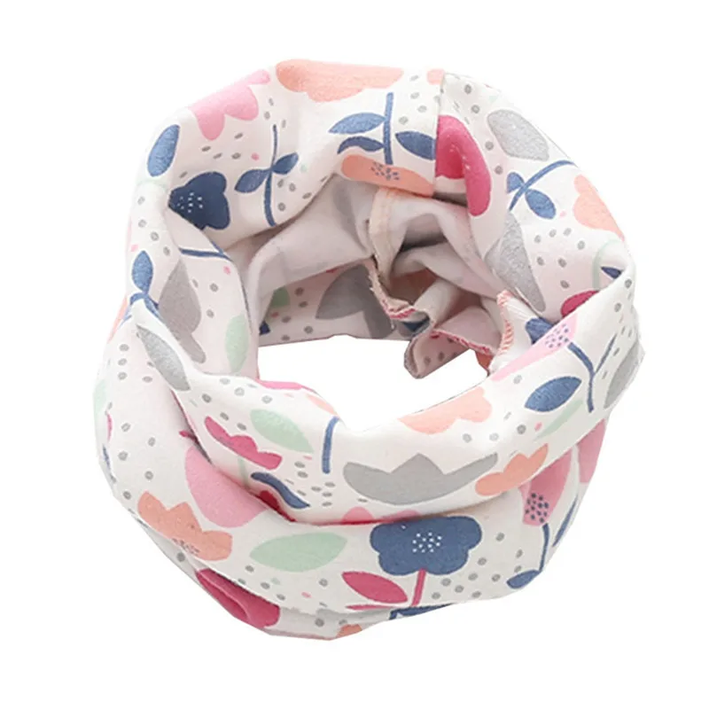 Модный шарф для детей Весна Детские теплые шарфы зимний шарф для девочек для детей хлопок Кольцо Воротник Детские шарфы - Цвет: flower white