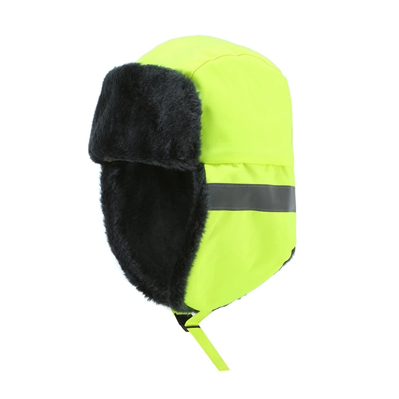 Новое поступление, теплые шапки-бомберы, зимняя короткая Светоотражающая ветрозащитная теплая пушистая вязанная повязка с ушками на ремне