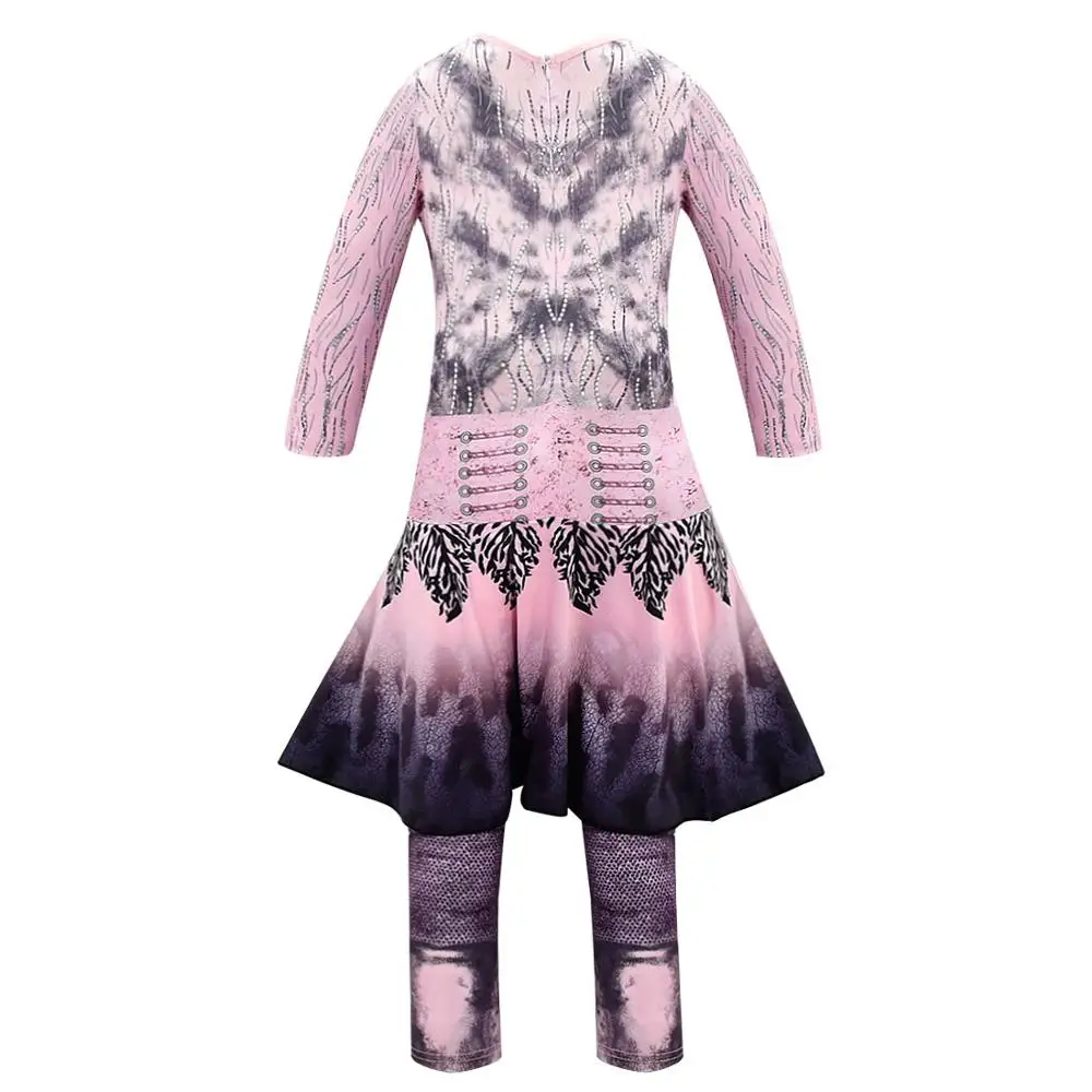 Розовый Одри танцевальные костюмы для девочек костюмы на Хэллоуин для детей модные вечерние женские костюм Иви изображением героев фильма «наследники» 3 Mal Косплэй фантазия