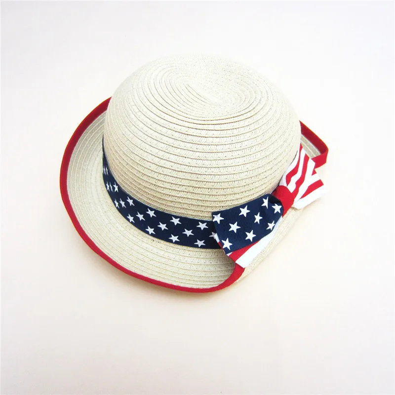 Fashion Stars and Stripes American Flag Standard Children Straw Hat Children Hat Kids Sun Hat