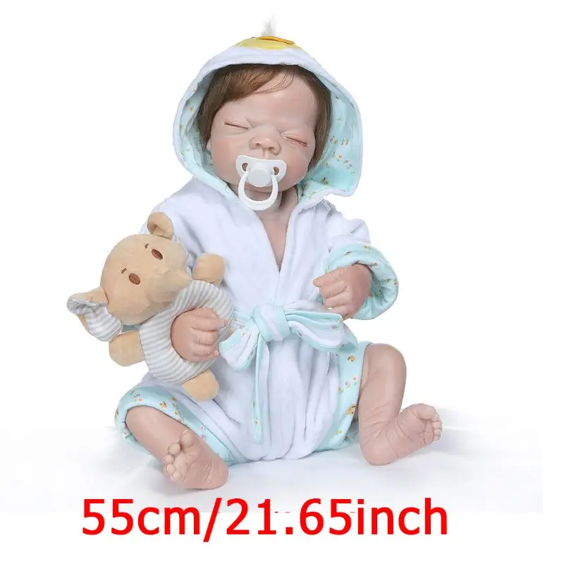 55 см Реалистичная кукла реборн мягкий полный силиконовый винил новорожденный халат реалистичные игрушки ручной работы Детский подарок на день рождения 72XC