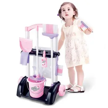 

House Cleaning Trolley Set Kids Pretend Play Toy Little Helper Cleaning Play Set