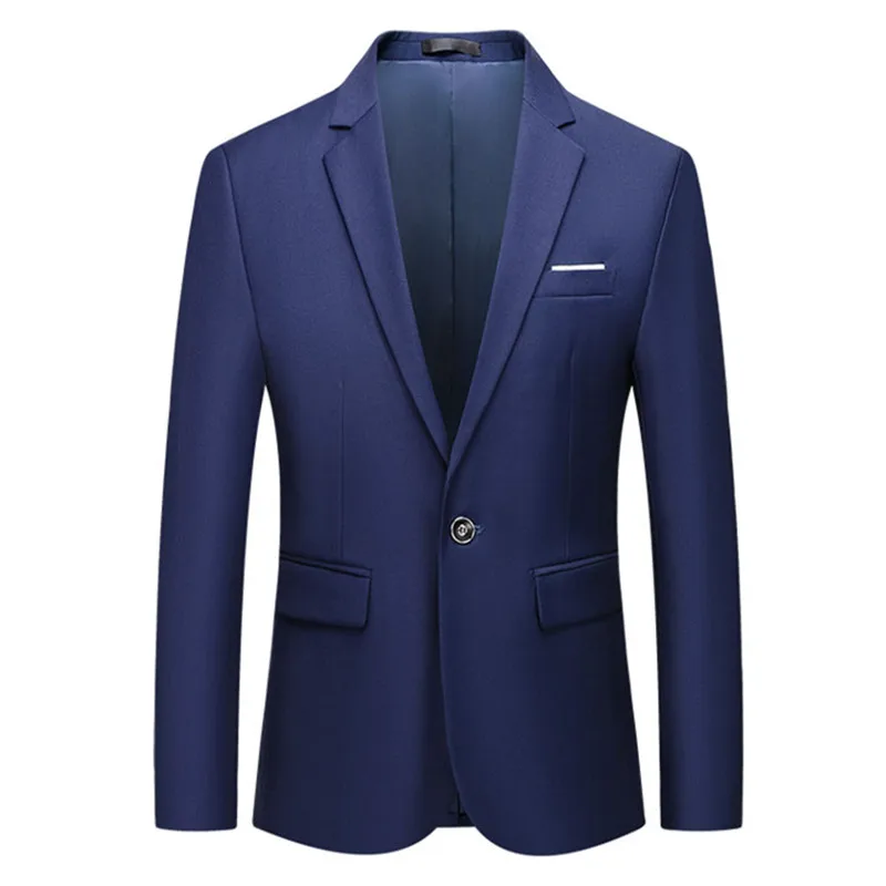 Fashion men's new blazer 2019 autumn business official solid color groom wedding dress Plus size 6XL work suit jacket