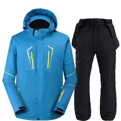 Новинка, теплый зимний лыжный костюм для мужчин и женщин, ветрозащитная водонепроницаемая куртка для катания на лыжах и сноуборде, брюки, мужской зимний костюм - Цвет: color07