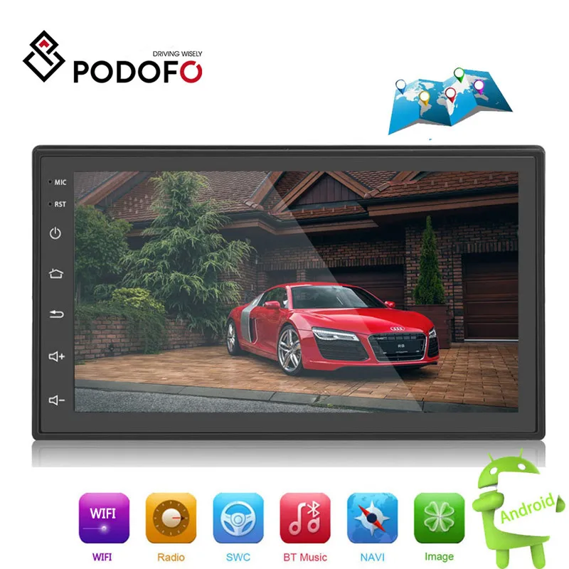 Автомагнитола Podofo мультимедийный плеер на Android с 7 &quotсенсорным экраном GPS Bluetooth FM