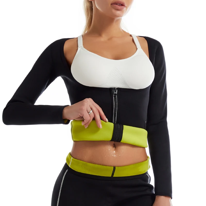 low back shapewear Women Waist Trainer Hot Neoprene Shirt Sauna Suit Sweat Body Shaper Jacket Top Zipper Long Sleeve Reducing shapers shapers woman extreme tummy control shapewear Shapewear