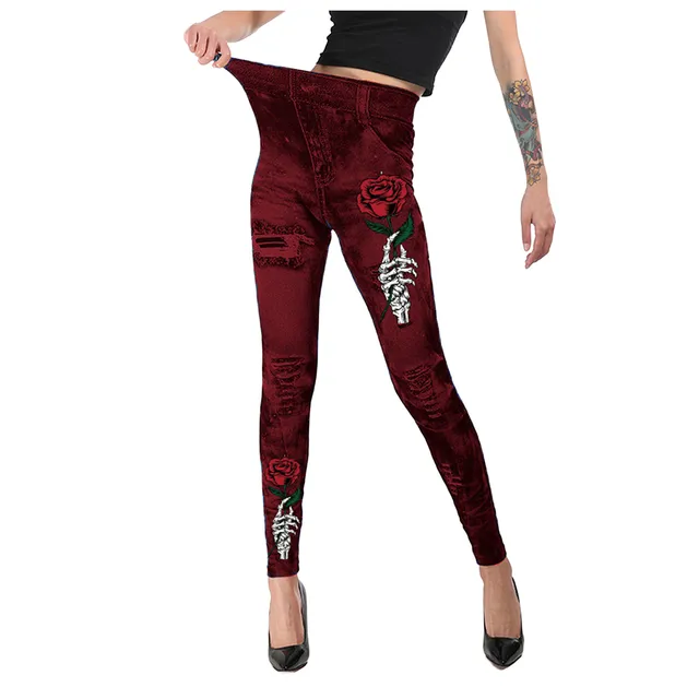 Halloween Faux Denim Jeans Leggings 