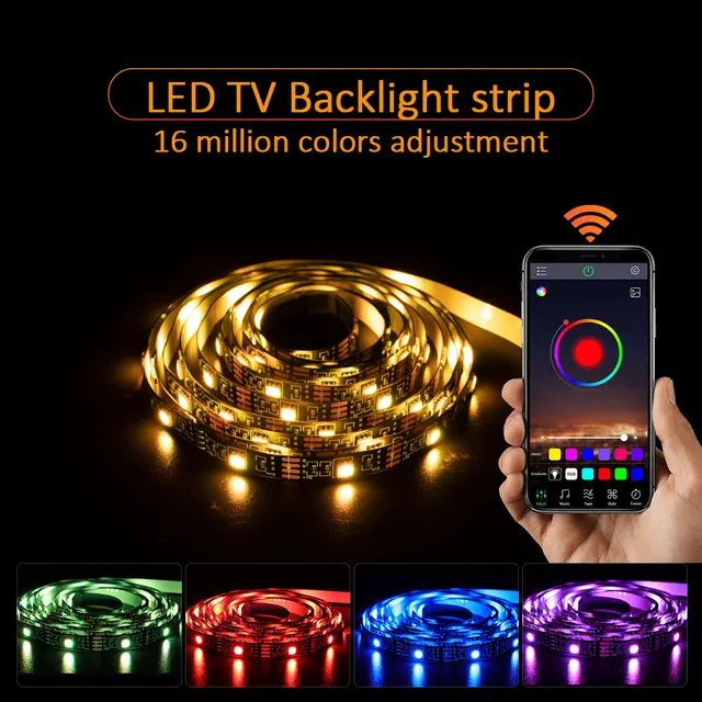 LED Strip Light,Bluetooth APP Control, Backlight for TV,5V USB Bluetooth RGB Tape Lamp For TV Background Decoration RGB