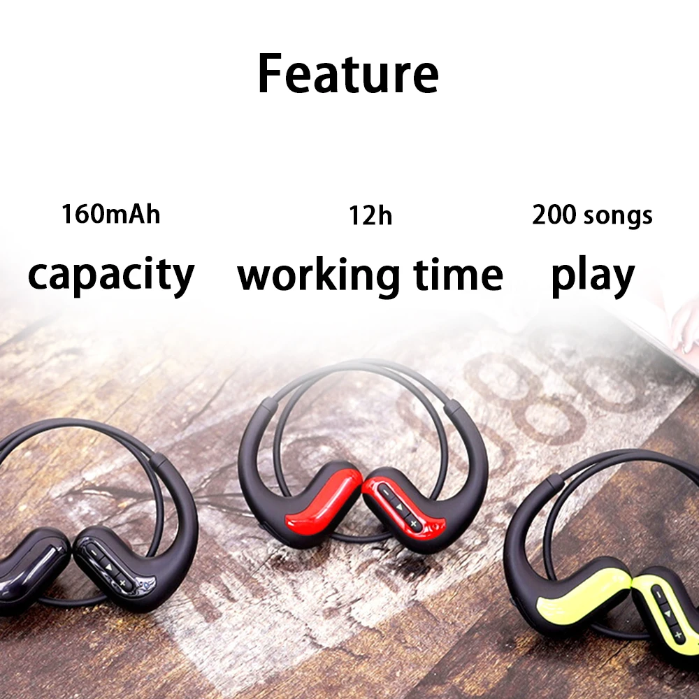 ipx 8 Waterproof Earphones Swimming Sweatproof Sport Gym Wireless Bluetooth Earphones With Microphone