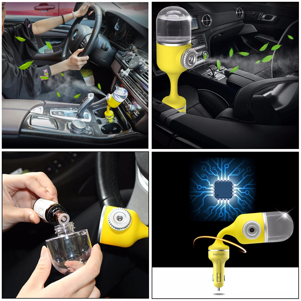 Portable Mini Car Air Humidifier Diffuser Essential Oil Aroma Mist Purifier Ultrasonic Humidifier Aroma Essential Oil Diffuser