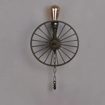 

Iron Wheel Chain Wall Lamps Industrial Vintage Edison Bulb Bar Coffee Shop Restaurant Wall Lamps Loft Deco Free Shipping E27 AC