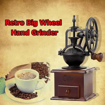 

Antique Style Coffee Grinder Hand Grinding Machine Roller Hand-Crank For Office Quickly Iron Grind Ceramic Burr Make Core T3A6
