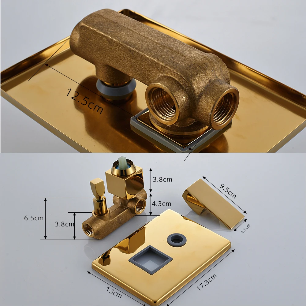 Золотой Осадки смеситель для душа набор настенное крепление Нержавеющая сталь 8/10/1" насадка для душа смесителя Conceealed Установить Ванна Душ кран