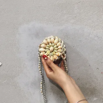 

Mini Chain Bag Female 2019 New Fashion Beaded Shell Diagonal Package Korean Version of The Women Shoulder Bag