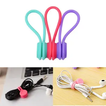 

For Earphone Data Cable 3pcs Cable Organizer Soft Silicone Magnetic Cable Winder Cord Earphone Storage Holder Clips Cable Winder