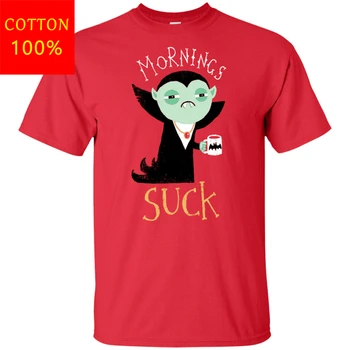 

Mornings Suck Tee Cute Vampire MenS T Shirt Size S 3Xl Custom Print Tee Shirt