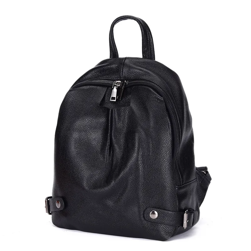 Womens Backpack Female Nesitu Travel-Bags Black Girl Fashion 100%Genuine-Leather Casual