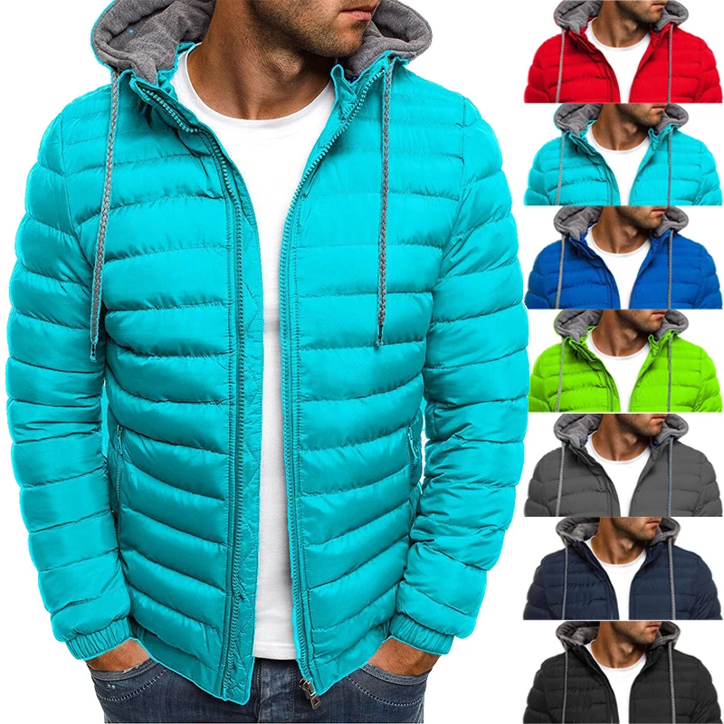 2020 Solid Color Simplicity Atmospheric Man Thicken Hooded Cotton Coat European and American Youth Loose Hood |
