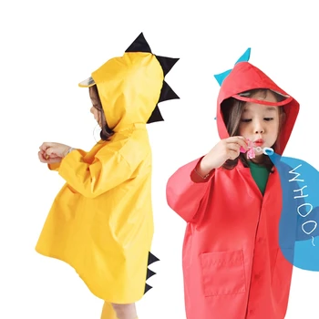 

Children Baby Raincoat Cute Cartoon Dinosaur Shape Rainwear Kindergarden Kids Boy Girl Large Poncho Rain Coat Pink Blue Rainsuit