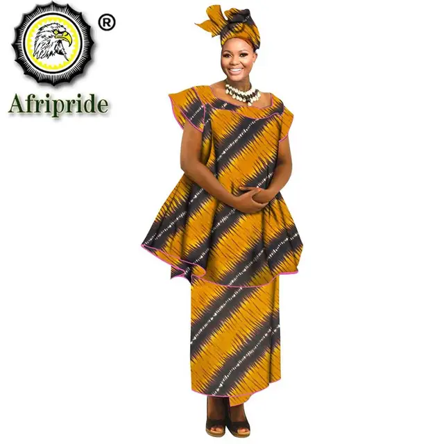 African Clothes for Women Crop Top Midi Skirt Match Print Headwraps Set Dashiki Outfits Plus Size Outwear Ankara Attire S2026015 658-7